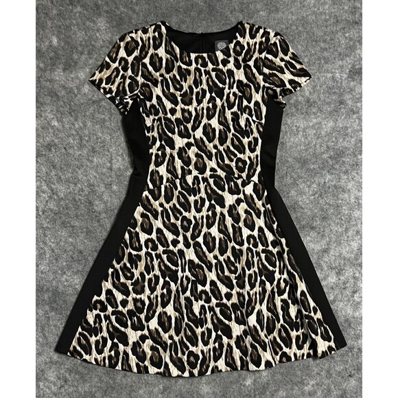 Vince Camuto Scuba Leopard Animal Print Dress Women's 8 Fit and Flare Multi - Picture 1 of 16